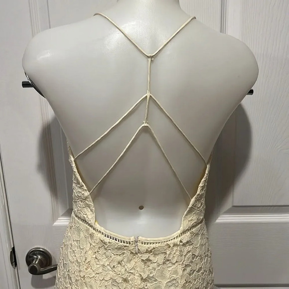 NBD only yours cream color asymmetrical hem mini dress size medium - Picture 5 of 8